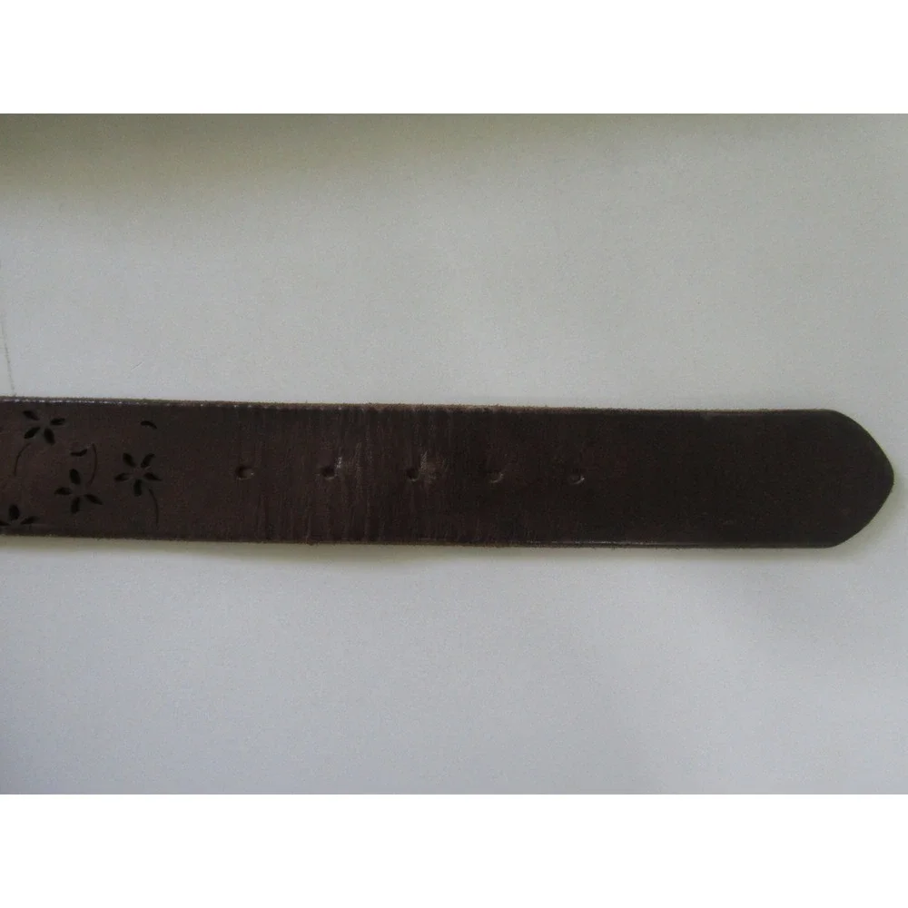 Genuine Italian Leather Brown Floral‎ Cutout Belt XXL Made in USA Boho Western